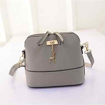 Gosear Frauen Damen Mädchen Mode Elegante PU Leder Schulter Tasche Umhängetaschen Schale Tasche mit Einzigartige Hirsch Anhänger Grau -