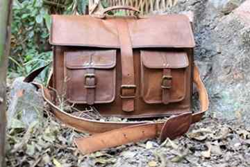 handolederco. 45,7 cm Zoll Classic Unisex Erwachsene Schultertasche Cross 100% echtes Leder Messenger Laptop Aktentasche Tasche, braun