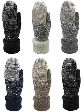 Handschuhe Fäustlinge mit Strass Strick Handschuhe gefüttert -