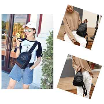 Hengying Gewaschen Leder Kleiner Sling Rucksack Schultertasche Mini Daypack Reisetasche Katzen Tasche ALTERABLE SCHULTERRIEMEN -