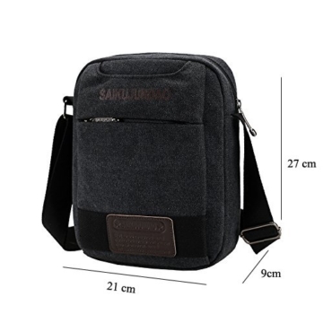 Herren Schultertasche Canvas Umhängetache Klein Herren Taschen Umhänge für Männer Schwarz -