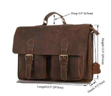 High Quality Handmade Bags Herren-Aktentasche / Laptoptasche / Umhängetasche, Leder, handgemacht, Farbe Dark Coffee, 39 x 7,6 x 29 cm -