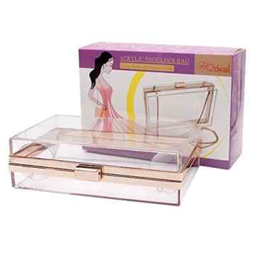 HQdeal Luxus Acryl Abendkupplungen/ Schultertaschen/ Handtasche/ Geldbörse Damen Klein Elegant für die Hochzeit Party- Klar -