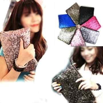 HUAYANG Fisch schuppen Clutch Handtasche Pailletten Geldbörse mit Kreditkarte Pocket Tasche(blau) -