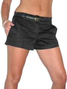 ICE (1219) Baumwollsatin Hosen Shorts mit Gürtel -