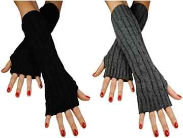 Immerschön Gestrickte Armstulpen zum Lagenlook, fingerlos, Damen Accessory -
