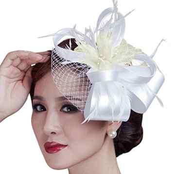 Kapmore Frauen Hochzeit Haar Clip Hut haarschmuck blumen Fascinator mit Schleier Perlen Feder -
