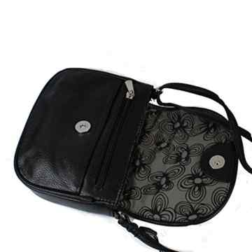 Kleine Damen Handtasche Umhängetasche 18 x 14 cm (schwarz) -