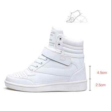 KuBua Keilabsatz Schuhe Damen Sneakers Wedges Klettverschluss High Top Sport schuhe Stiefeletten Sneaker Sportschuhe Basketball Schwarz Weiß Pink -