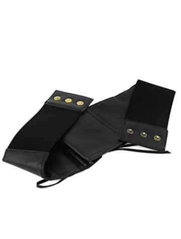 Lady Knopf Drücken Verschluss Stretch Korsett Waist Schnürer Gurt Gürtel Schwarz -