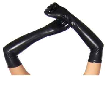 Lange Wetlook Handschuhe aus glänzendem Material -