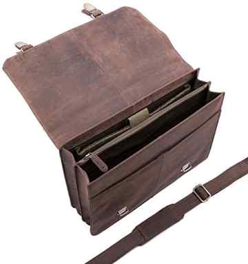 LEABAGS Gainsville Aktentasche aus echtem Büffel-Leder im Vintage Look -