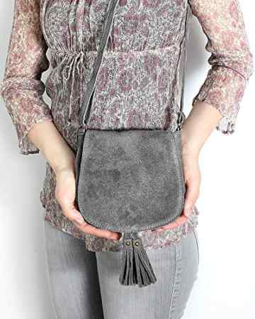 Lederhandtasche klein Umhängetasche Fransen Leder Wildleder Tasche Handtasche Ledertasche Vintage Damen -