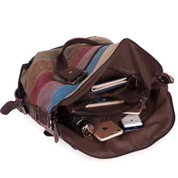 LOSMILE Multi-Color Striped Canvas Damen Handtasche / Umhängetasche,Mehrfarbig Canvas Schultertasche Hobo Bag. -