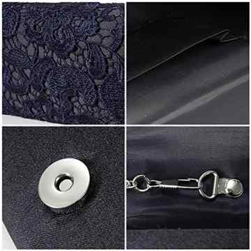 Luxus Spitze Damen Clutch Abendtasche Damentasche Handtasche Brauttasche mit Kette (weiss/schwarz/blau) -