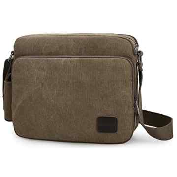 MeCool Umhängetasche Herren Retro Schultertasche Kleine Canvas Messenger Taschen für Sporttasche Outdoor Freizeit Schule Segeltuch Reisetasche Strandtasche Günstige Freitag Handtaschen, Braun Schwarz -