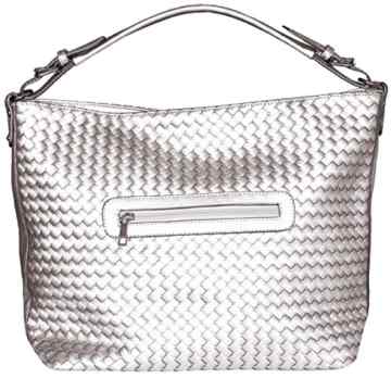 Mevina Damen Tasche Metallic Flecht Optik Shopper Beutel Schulterriemen Leder Optik Henkeltasche 45x30x16 cm (B x H x T) -