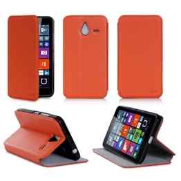 Microsoft Lumia 640 XL Tasche Leder Style orange Hülle Cover mit Stand – Zubehör Etui smartphone 2015 Nokia Lumia 640 XL 5.7 zoll Flip Case Schutzhülle (Handy tasche folio PU Leder, Orange) – Brand XEPTIO accessoires -