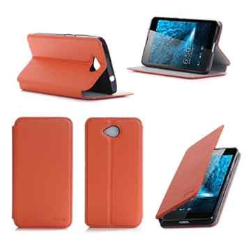 Microsoft Lumia 650 Tasche Leder Style orange Hülle Cover mit Stand – Zubehör Etui smartphone 2016 Lumia 650 Dual SIM Flip Case Schutzhülle (Handy tasche folio PU Leder, orange) – Brand XEPTIO accessoires -