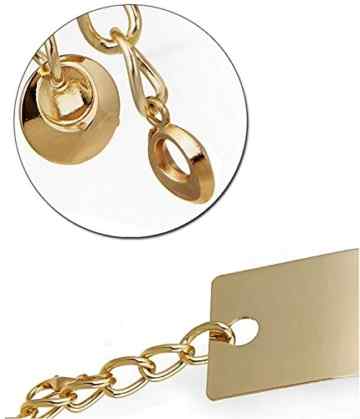 Minetom 1X Mode für Mädchen Damen Spiegel Metall-Gürtel Metallgürtel Gürtel mit Bling Gold -