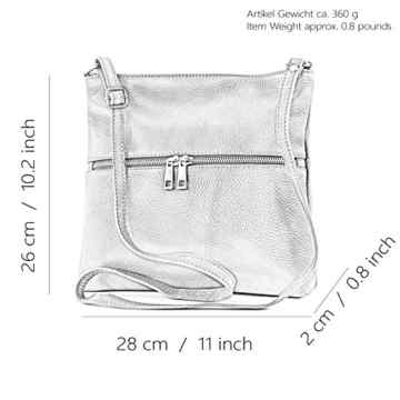 modamoda de – ital. Ledertasche Crossover Schultertasche Damen Umhängetasche Leder T144 -