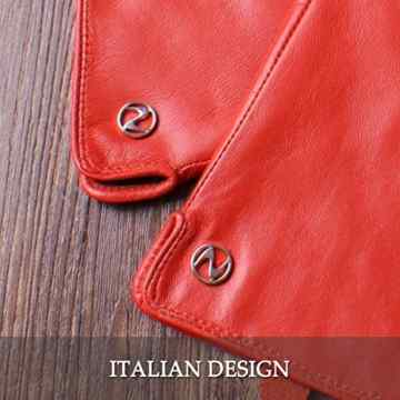 Nappaglo Damen Italienisches Lammfell Leder Handschuhe Touchscreen Winter Warm Langes Fleecefutter Handschuhe -