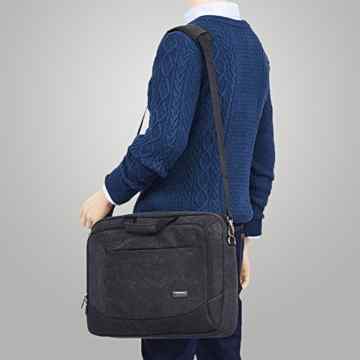 Notebooktasche 17.3, Evecase Universal Canvas Laptop Aktentasche Schutzhülle mit Zubehörfächer, Lasche für Trolleybefestigung für Notebook MacBook Ultrabook bis 17.3 Zoll – Cooper Grau -