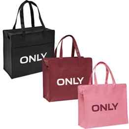 ONLY TASCHE “ 3er Pack “ Shopping Bag Umhänge Shopper Einkaufs Schulter Tasche (Schwarz/Bordeaux/Pink) -