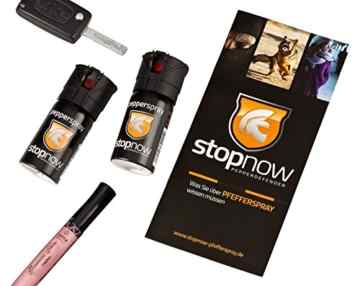 Pfefferspray mit Sprühstrahl 40 ml, auch im Set mit Signalpfeife, stopnow pepperdefender – Made in Germany -