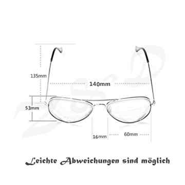 Pilotenbrille Sonnenbrille Fliegerbrille Pornobrille mit Federscharnier NICHT verspiegelt (Klar) in verschiedenen Farbe -