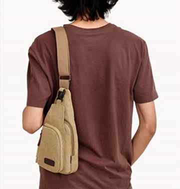 PsmGoods® Herren Umhängetasche Freizeittasche Travel Wandern Tasche Rucksack Chest Pouch Sling Khaki -