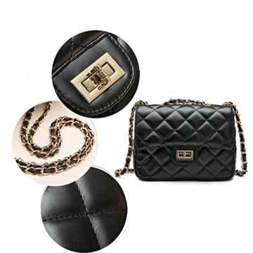 Qearly Vintage Gesteppte Design Leder Mini Schultertasche Small Umhaengetasche Fuer Damen -