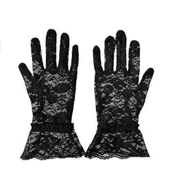 Qingsun Damen Sonnenschutz Handschuhe Lace Spitze Kurzer Abschnitt Auto Fahren Sommer (1 Paar) -