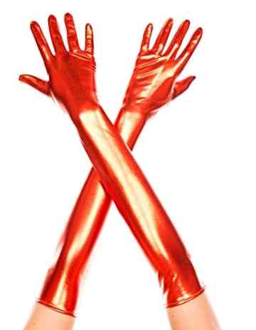 Queenshiny® Lange Leder-Optik Handschuhe wet look -