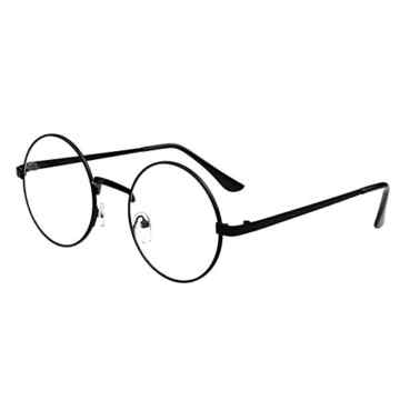 Retro Runde Brille Mit Fensterglas Damen Herren Brillenfassung -