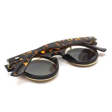 Retro-Stil Unisex Hochklappen Rund Sonnenbrille Steampunk Gotik Schutzbrille Brille Leopard -