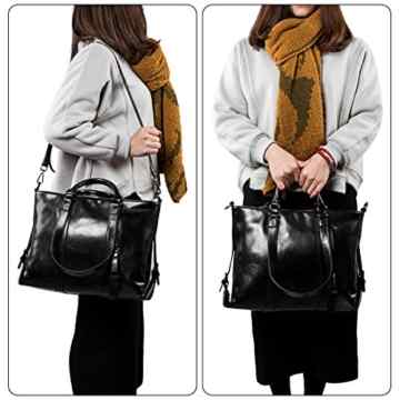 S-ZONE Frauen 3-Weg-Tragen Echtes Leder Tasche Handtasche Schultertasche -