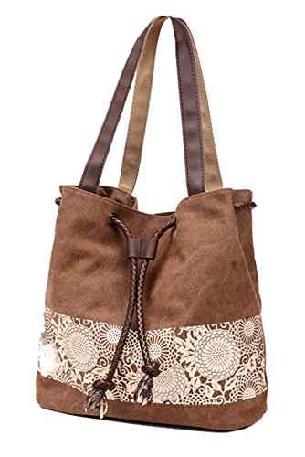 SAFATA Damen Handtasche Canvas Schultertasche Umhängetasche Damen Shopper Tasche Schöne Vintage Henkeltasche Beuteltasche -