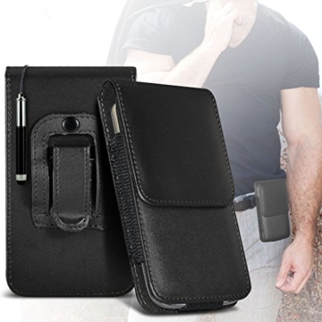 (schwarz) für Doogee X5 Max pro hülle, tasche (PU) Leder Gürtelclip Tasche Case Abdeckung Holster mit magnetischen Knopf + ausziehbare Stylus touchscreen penDoogee X5 Max pro hülle, tasche von i-Tronixs