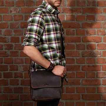 Scotch & Vain Umhängetasche HARDY – Ledertasche mit Schultergurt – Schultertasche echt Leder braun -