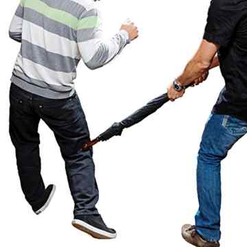 SDG-DEFENCE Selbstverteidigungs-Regenschirm „Security-Shield“ mit Echtholz-Griff (Knauf) inkl. 2x „Dragon“ Pfefferspray -