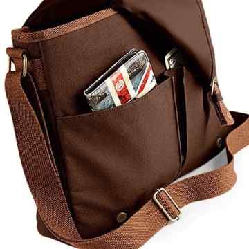 Shirtstown Vintage Canvas Satchel Messenger, Schultasche, Umhängetasche, Schultertasche Schokobraun -
