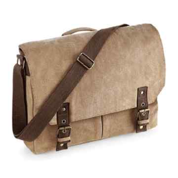 Shirtstown Vintage Canvas Satchel Messenger, Schultasche, Umhängetasche, Schultertasche sahara -