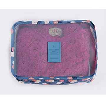 Shopper Joy Reisegepäck Organizer Taschen Kofferorganizer 6-er Sets – Blaue Blümchen -