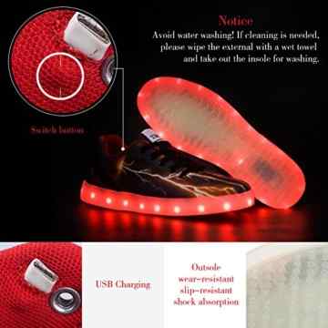 Sibba Leuchtende LED Sportschuhe Sneaker Aufladen 7 Lichtfarbe Auswahl Unisex Turnschuhe -