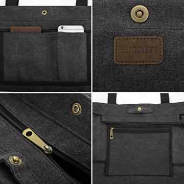 SMRITI Canvas Shopper Tasche Schultertasche für Schule Reisen Arbeit und Einkäufe -