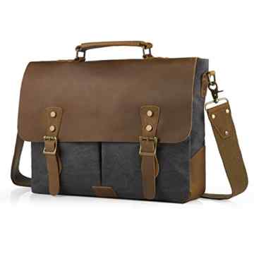 SMRITI Vintage Leder Umhängetasche Messenger bag für Notebook Dicker Ordner -