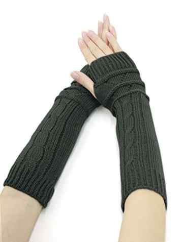 sourcingmap® Damen Daumenlöchern Texturiert gestrickt Arm Warmers Paar