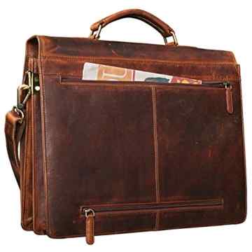 STILORD Aktentasche Leder Braun Elegant Klassische Businesstasche mit Schloss groß aufsteckbar Antik Leder vom Rind dunkelbraun -