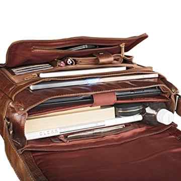 STILORD Businesstasche mit Laptopfach 15,6 Zoll Umhängetasche Herren Damen Aktentasche Unitasche Bürotasche Schultertasche Antik Leder braun -